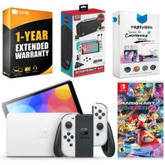 Game Consoles Nintendo Switch White Oled Console with Mario Kart 8 Deluxe