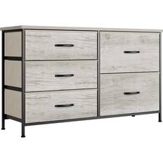 Nicehill Dresser for Bedroom with 5 Drawers ‎F-light Wood Grain Chest of Drawer 100x61cm