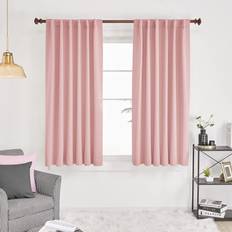 Curtains & Accessories Deconovo Solid Back Tab and Rod Pocket Curtains 52W x 54L Inch Coral Pink