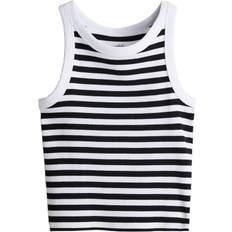 H&M Ribbed Cotton Tank Top - Weiß/Gestreift (1277134003)