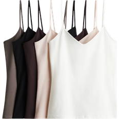 H&M Camisole Tops 5-pack - Cream/Powder Pink/Dark Brown