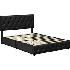 Yaheetech Upholstered Bed Frame with Drawer Storage Double 4'6 141 x197cm