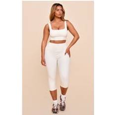 Beige - Fitness & Gym Tights & Stay-Ups PrettyLittleThing Shape Butter Cream Active Sculpt Highwaisted Capri Leggings - Butter Cream