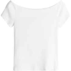 H&M Ribbed Off The Shoulder Top - White