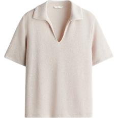 Korta ärmar Tröjor H&M Collared Knitted Top - Light Beige