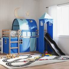 Blue Bunk Beds Berkfield Home Without Mattress with Slide and Curtains Blue 90x200 cm Bunk Bed