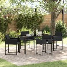 Lounge Patio Dining Sets Berkfield Home 5 Piece Garden with Cushions Black Poly Rattan Patio Dining Set