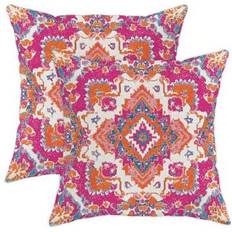 Shein Bohemian Vintage Tropical Throw Pillow Covers 17.7 x 17.7 Inch Cushion Cover Orange, Pink