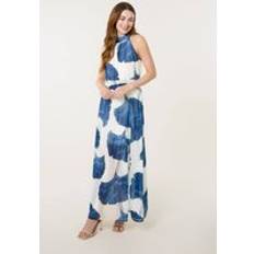 Blue Vanilla Womens Halter Neck Occasion Dress - White/Navy