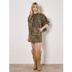 Apricot Ikat Denim Mini Skirt - Khaki