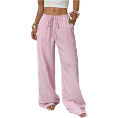 Shein Women Solid Color Tied Waist Pocket Wide Leg Pants