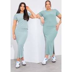 Stripes Skirts In The Style Reversible Stripe Co-Ord Midi Skirt - Green