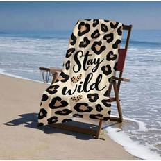 Shein Oversized Microfiber Beach - Stay Wild Leopard Print Bath Towel Brown, Black (160x80cm)