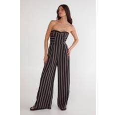 Stripes Jumpsuits & Overalls Nasty Gal Tailored Stripe Bandeau Cupped Jumpsuit - Black