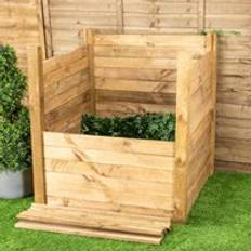 Primrose Wooden Compost Bin 1000 Litre Outdoor Composter Slatted Design 100cm - Brown