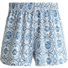 H&M Pull On Twill Shorts - White/Blue Patterned