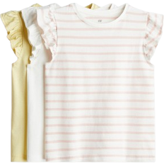 H&M Girls 3-Pack Flutter-Sleeved Tops - Yellow