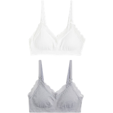 H&M Mama Seamless Padded Nursing Bras 2-pack Light Gray Melange/White (1176659005)
