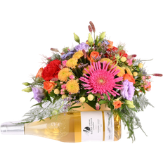 Farverig Blomsteræske med Vin