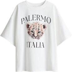 H&M Oversized T-shirt i Bomull - Vit/Palermo