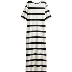 H&M Long T-shirt Dress - Cream/Black/Striped