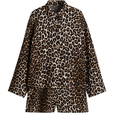 H&M Pyjama Shirt And Shorts - Light Beige/Leopard Print