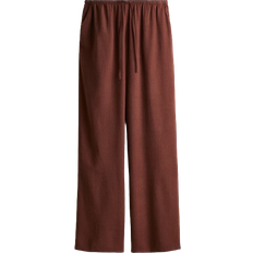 Low Waist Trousers H&M Straight Drawstring Trousers - Brown