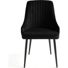 Dunelm Shea Set of 2 Dining Chairs Velvet Black Kitchen Chair 82cm 2pcs