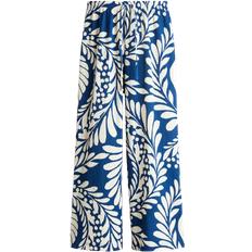 H&M Wide Pull-On Trousers - Blue/Cream Patterned
