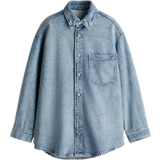 H&M Feather Soft Oversized Denim Shirt - Light Denim Blue