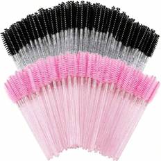 Shein 100pcs/50pcs/10pcs Disposable Mascara Wands, Nylon Bristle Eyelash Brush Spoolies, Unscented Eyebrow Extension Applicator With ABS Plastic Rod, Normal Skin Compatible - Pink And Black Wand Set