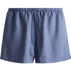 H&M Linen Blend Drawstring Shorts - Pigeon Blue