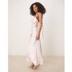 Gina Tricot Midi Satin Cowl Neck Dress - Light Pink