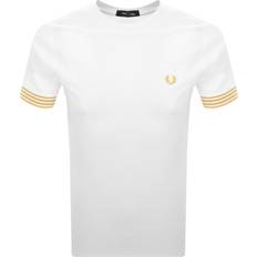 Fred Perry White T-shirts Fred Perry Striped Cuff T Shirt - White