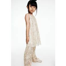 Beige Dresses H&M Girls Sequined A-line Dress - Beige