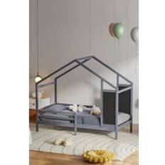 Living and Home Grey Blackboard Pine Bed 197 x 97 x 168 cm