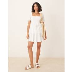 Gina Tricot Short Sleeve Tie Back Mini Summer Dress - Off White