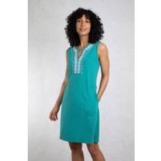 Weird Fish Anaya Cotton Embroidered Jersey Shift Dress - Teal