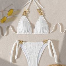 Lace Swimwear Temu Women's Piece Bikini Set - Solid Color