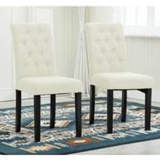 MCC Direct Set of 2 Linen Fabric Dining Chairs Kitchen Chair