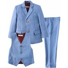 Blue Suits Children's Clothing Shein Boys Grid 3-Pieces Suit Set - Blue