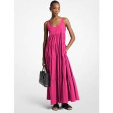 Stretch Cotton Tiered Dress - Pink