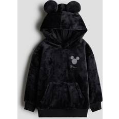 Recycled Materials Hoodies H&M Boys Printed Pile Hoodie - Black