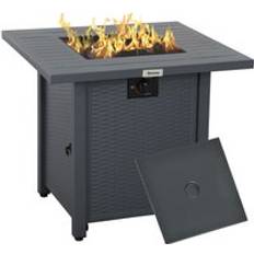 OutSunny 40,000 BTU Gas Firepit Table with Protective Cover Grey