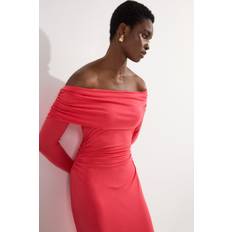 Pink Dresses Karen Millen Bardot Drapey Midi Dress - Coral