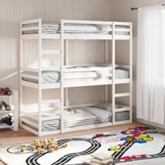 80cm Bunk Beds Berkfield Home Triple without Mattress 80x200 cm White Bunk Bed