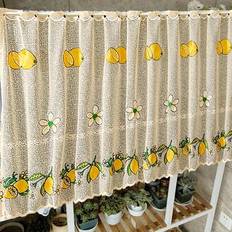 Curtains & Accessories Shein Fresh Lemon Embroidery Mini Curtain 1pc