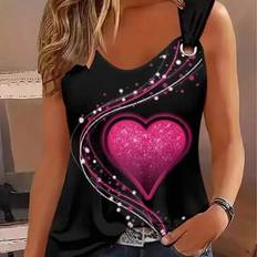 V-Neck Tank Tops Shein 3D Heart Pattern V-Neck Sleeveless Top - Summer