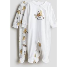 12-18M Pyjamases Children's Clothing H&M Baby 2-Pack Sleepsuits With Full Feet - White