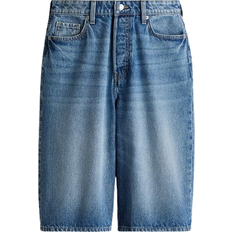 H&M High-Waist Knee-Length Denim Shorts - Denim Blue